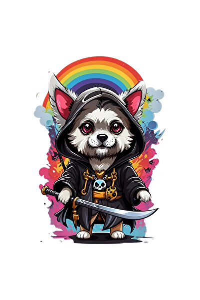 INOVATIX Set de 8 autocolante cu pisica ninja, INOVATIX®. 6 cm