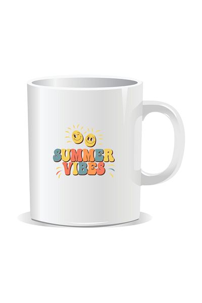 OEM Personalized mug with summer messages, Summer Vibes 8 - White interior