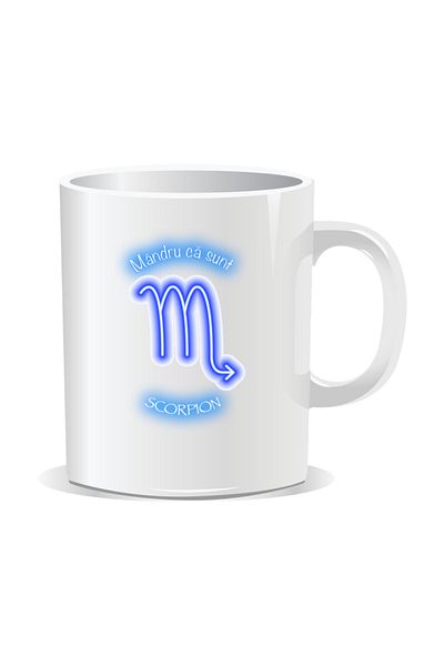 OEM Personalized zodiac mug, Neon with Scorpio - White interior