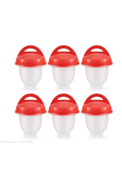 SIKS ® set of 6 silicone egg cookers, practical, white/red