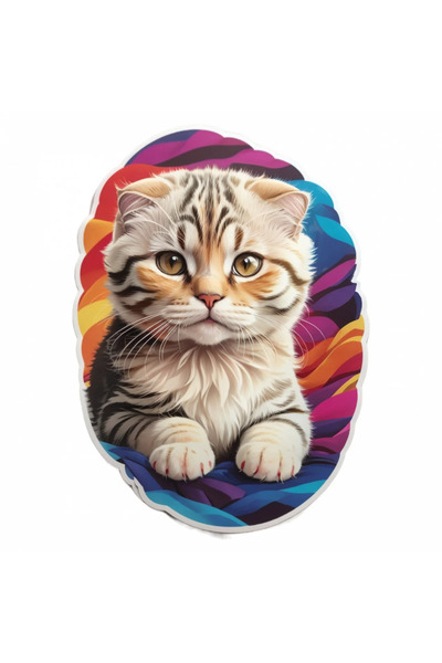 INOVATIX Set de 8 bucăți, autocolant pisică Scottish Fold, INOVATIX®. 6 cm