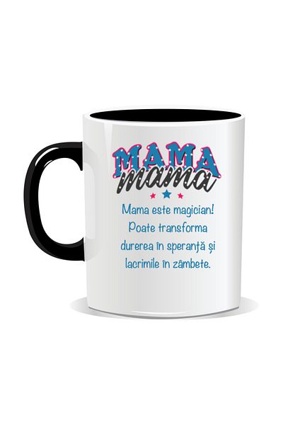 OEM Personalized mug with March 8 messages for mothers, Mom is a magician - Black interior