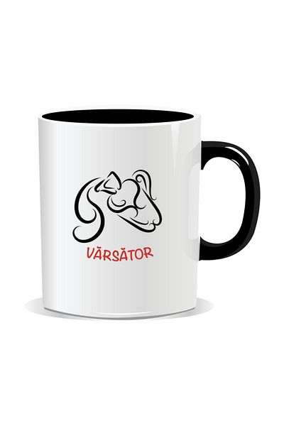 OEM Personalized mug with zodiac sign, Aquarius - Black interior