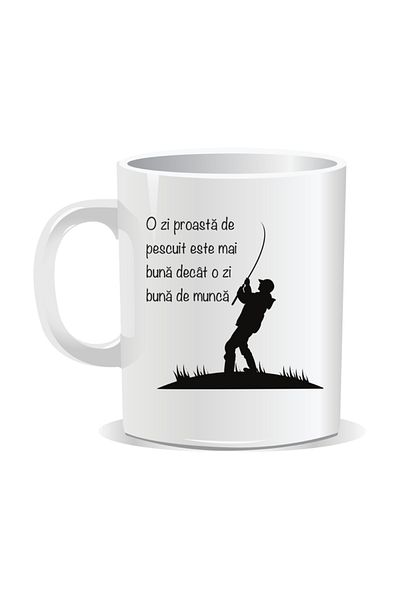 OEM Personalized mug with message for fishermen, Bad day of fishing - White interior