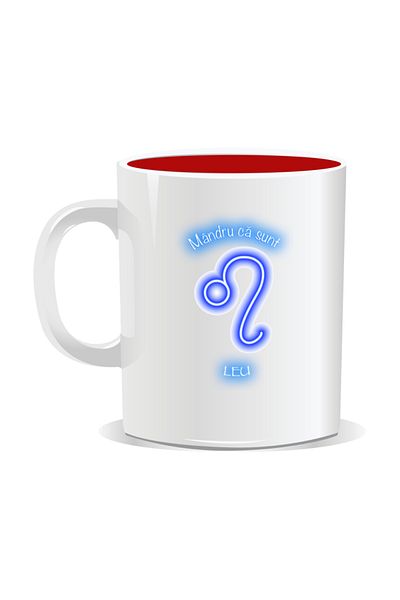 OEM Personalized zodiac mug, Neon with Leo - Red interior
