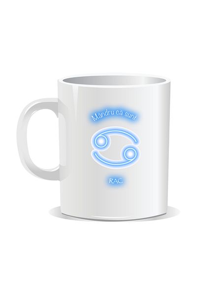 OEM Personalized zodiac mug, Neon with Cancer - White interior
