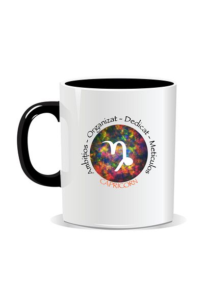 OEM Personalized mug with zodiac, Cosmos colored with Capricorn - Black interior