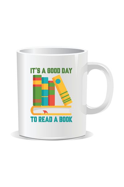 OEM Personalized mug with messages for nerds, It's a good day to read a book - White interior