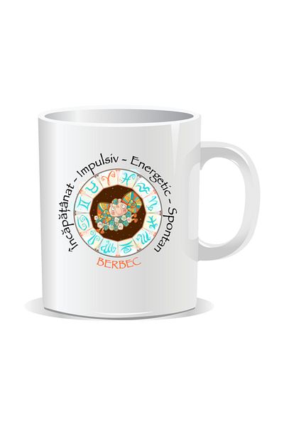 OEM Personalized mug with zodiac, complete horoscope with Aries - White interior
