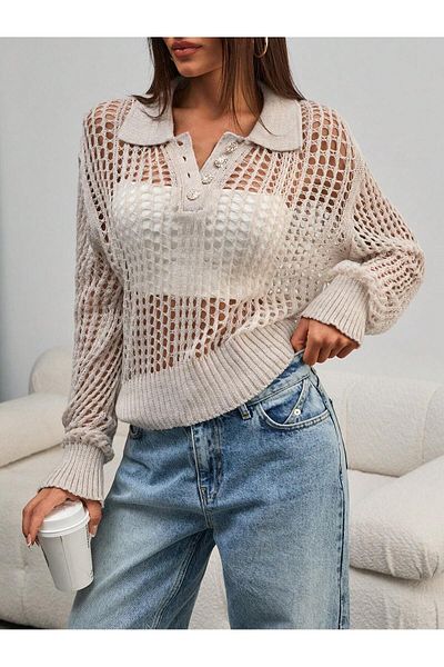 hidafashion Holes Buttoned Sweatshirt