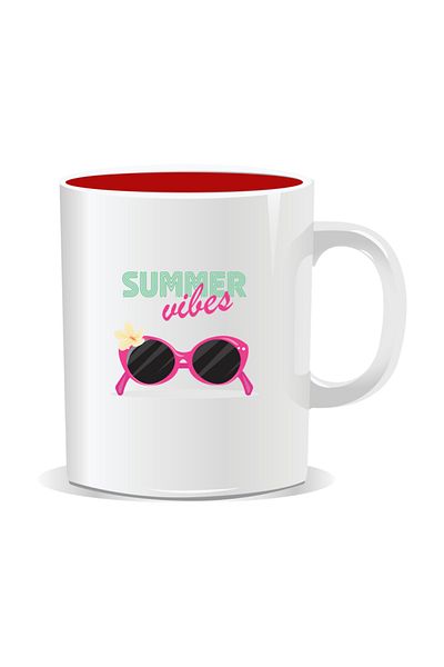OEM Personalized mug with summer messages, Summer Vibes 6 - Red interior