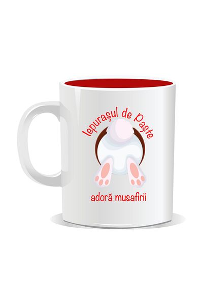 OEM Personalized Easter mug, Easter Bunny loves guests - Red interior