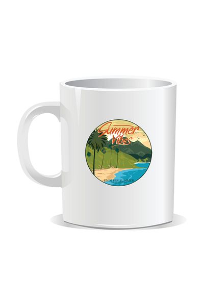 OEM Personalized mug with summer messages, Summer Vibes 1 - White interior