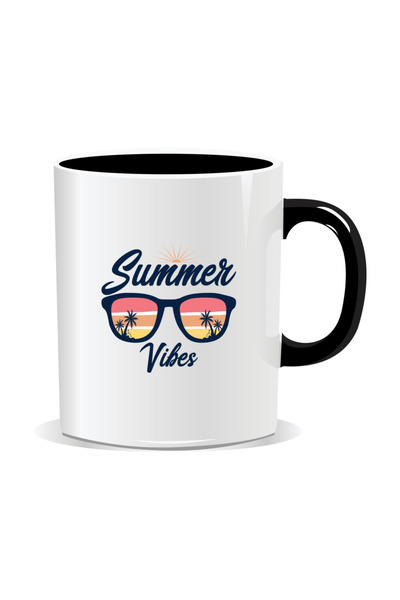 OEM Cana personalizata cu mesaje de vara, Summer Vibes 7 - Interior negru