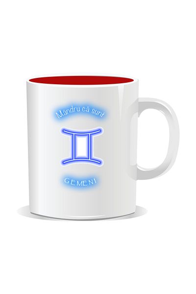 OEM Personalized zodiac mug, Neon with Gemini - Red interior