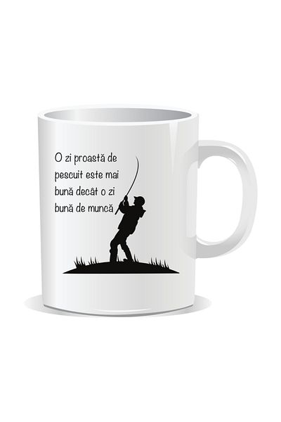 OEM Personalized mug with message for fishermen, Bad day of fishing - White interior