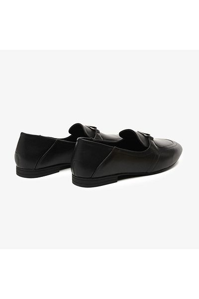 Greyder 59220 Black Genuine Leather Women's Loafer Shoes