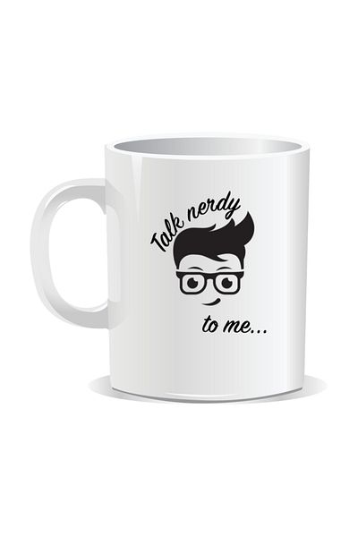 OEM Personalized mug with messages for nerds, Talk nerdy to me - White interior
