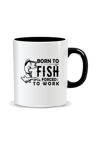 OEM Personalized mug with message for fishermen, Born to fish, forced to work - Black interior