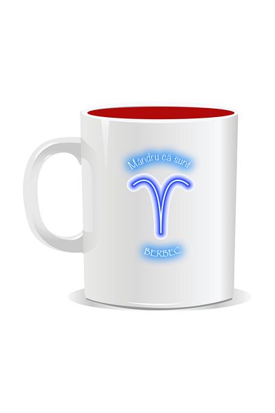 OEM Personalized zodiac mug, Neon with Aries - Red interior