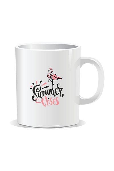 OEM Personalized mug with summer messages, Summer Vibes 2 - White interior