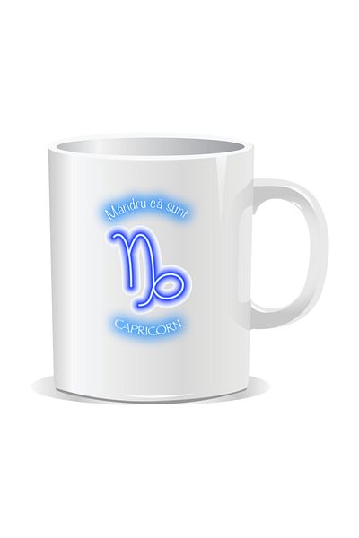 OEM Personalized zodiac mug, Neon with Capricorn - White interior