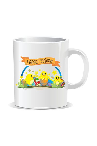 OEM Cana personalizata pentru Paste, Happy Easter cu pui de gaina - Interior alb