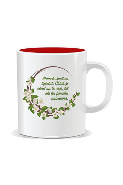 OEM Personalized mug with March 8 messages for mothers, Mothers are like glue - Red interior