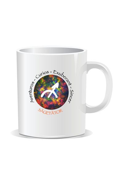 OEM Personalized mug with zodiac, Cosmos colored with Sagittarius - White interior