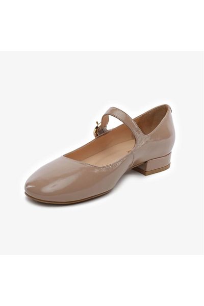 Greyder 59190 Light Mink Wrinkled Patent Leather Genuine Leather Women's Ballerinas