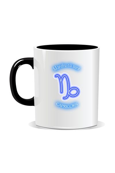 OEM Personalized zodiac mug, Neon with Capricorn - Black interior