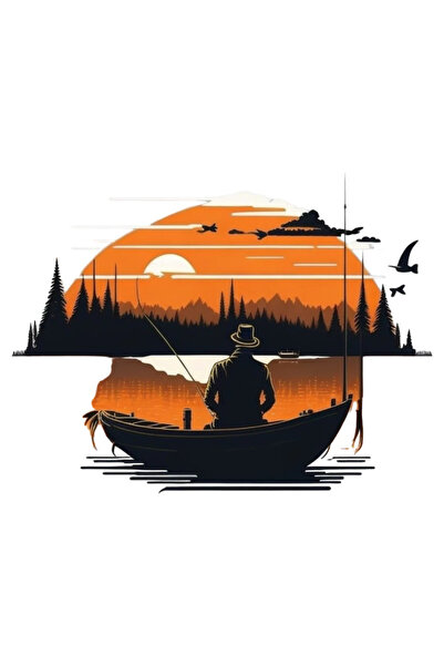 INOVATIX Σετ 8 τεμαχίων, αυτοκόλλητο Ψαράς στο ηλιοβασίλεμα, INOVATIX®. 6 εκ.