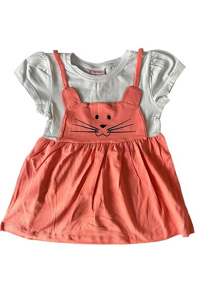 BY-GRİ By-Grey Cat Printed Girl's Dress