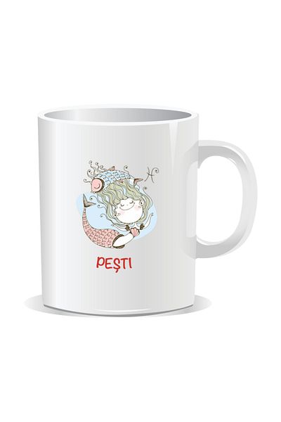 OEM Personalized mug with zodiac sign, Pisces zodiac symbol - White interior