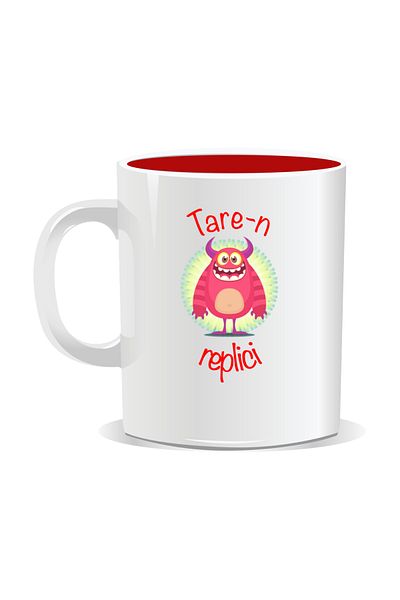 OEM Personalized mug with "tare" message, Tare-n replicas - Red interior