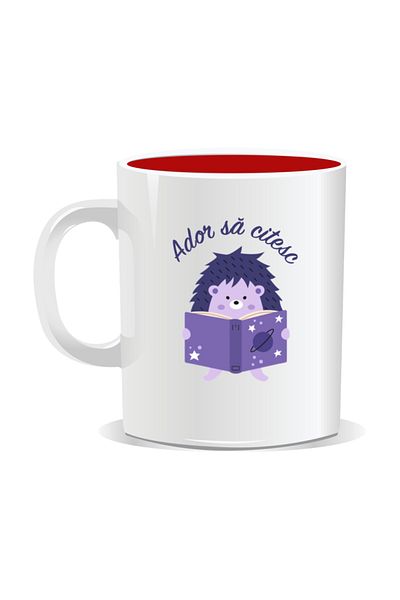 OEM Personalized mug with messages for nerds, I love reading - Red interior