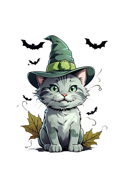 INOVATIX Σετ 8 τεμαχίων, Αυτοκόλλητο Γάτα με νυχτερίδες για το Halloween, INO...