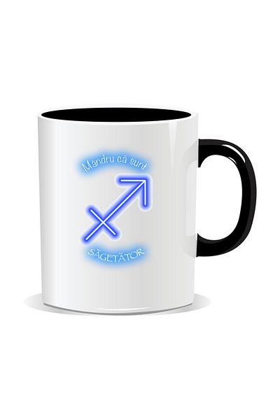 OEM Personalized zodiac mug, Neon with Sagittarius - Black interior