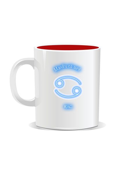 OEM Personalized zodiac mug, Neon with Cancer - Red interior