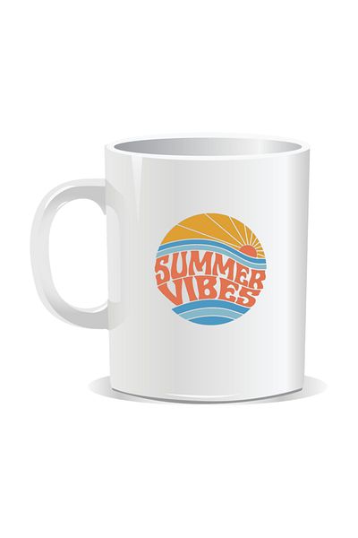 OEM Personalized mug with summer messages, Summer Vibes 10 - White interior