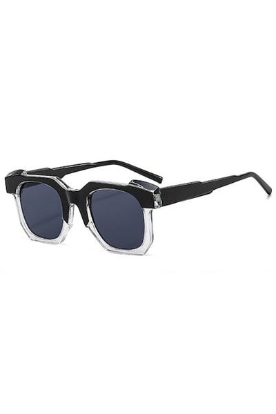 Tessero - Unisex Square Sunglasses, Black and Transparent Frame, UV400 Protection