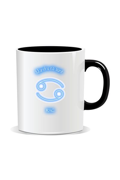 OEM Personalized zodiac mug, Neon with Cancer - Black interior