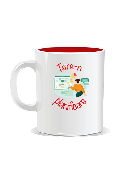 OEM Personalized mug with "strong" message, Strong in planning - Red interior