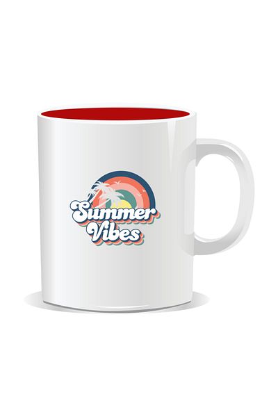 OEM Personalized mug with summer messages, Summer Vibes 5 - Red interior