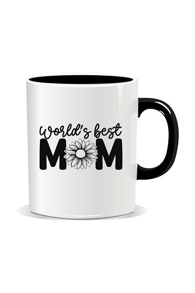 OEM Personalized mug with March 8 messages for mothers, World's Best Mom - Black interior