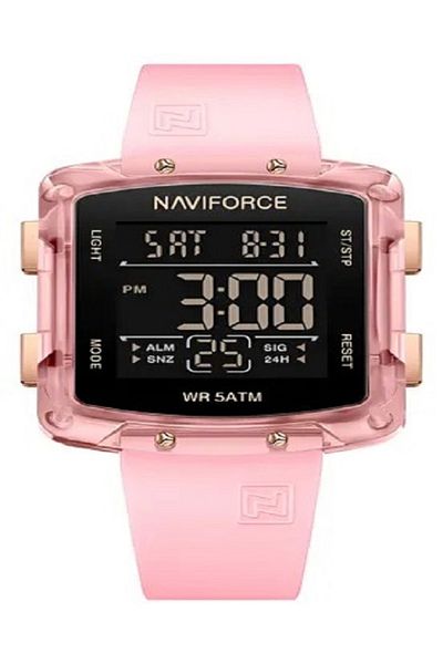 Naviforce Fashion Casual Lady's Square Digital Air Rubber Strap Waterproof Elegant Sport Women Wristwatch