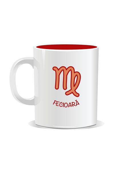 OEM Personalized mug with zodiac sign, Virgo zodiac symbol - Red interior