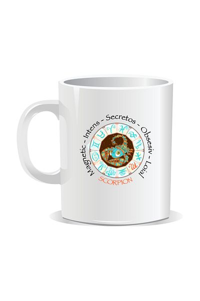 OEM Personalized mug with zodiac, complete horoscope with Scorpios - White interior