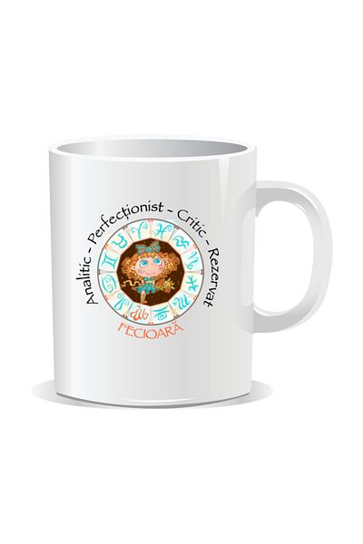 OEM Personalized mug with zodiac, Full horoscope with Virgo - White interior