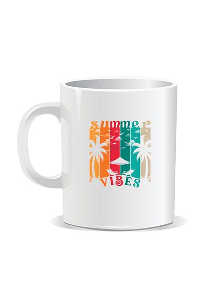OEM Personalized mug with summer messages, Summer Vibes 9 - White interior